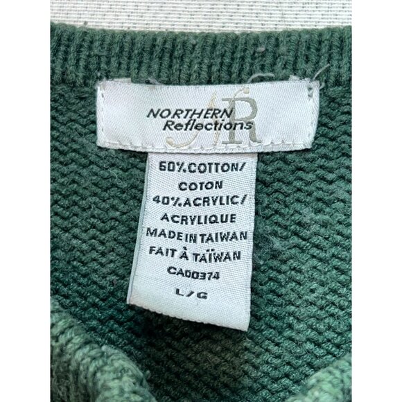 Northern Reflections Womens Zip Up Cardigan Sweater Sz L Green Embroidery Floral - Picture 3 of 11